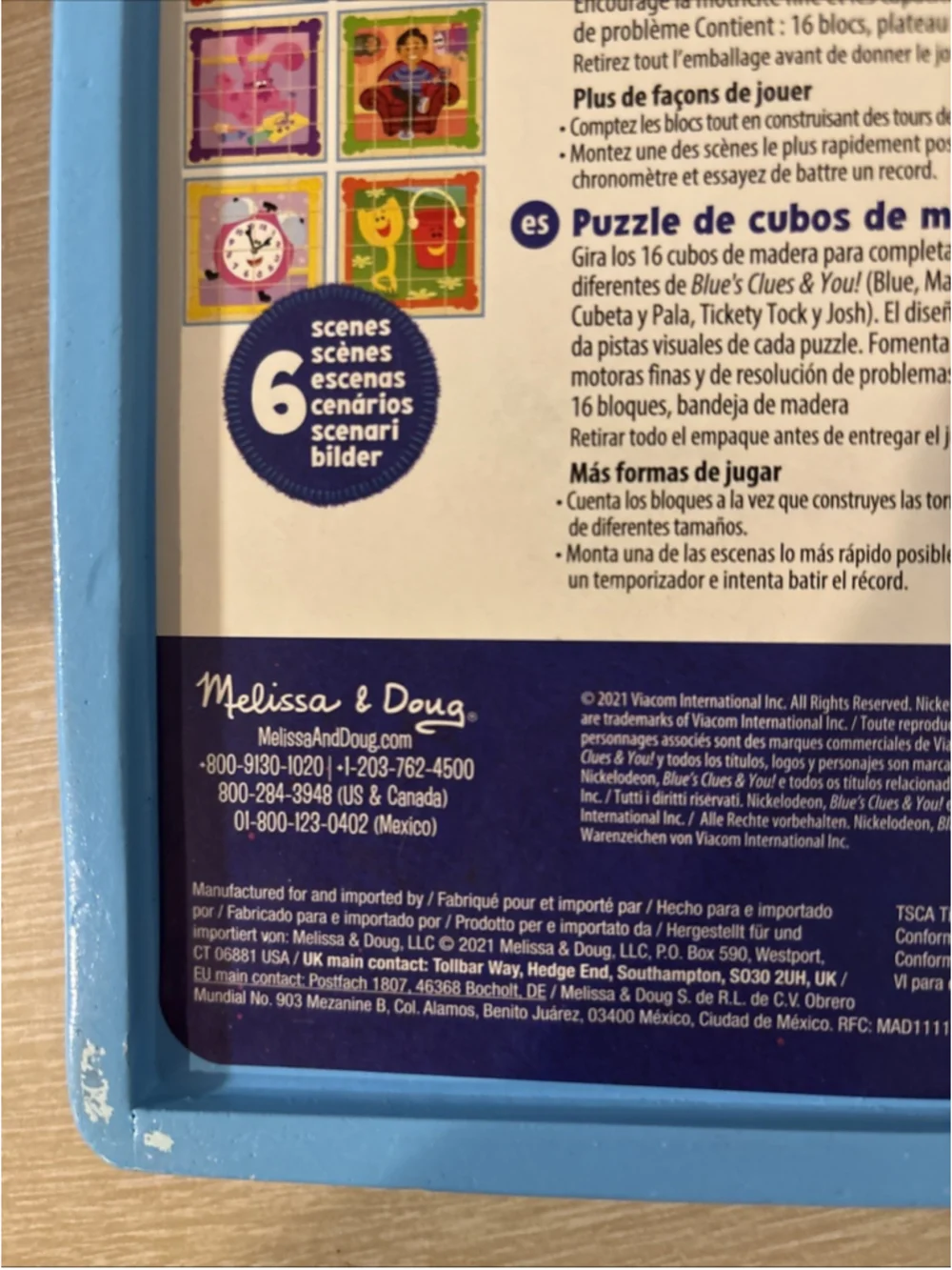 Blue’s Clues Wooden Cube 16 Piece Puzzle W/6 Different Puzzles 1192